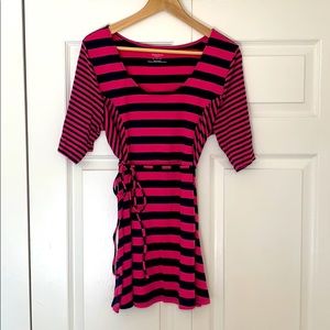 Motherhood Maternity Pink and Navy Stripped Top